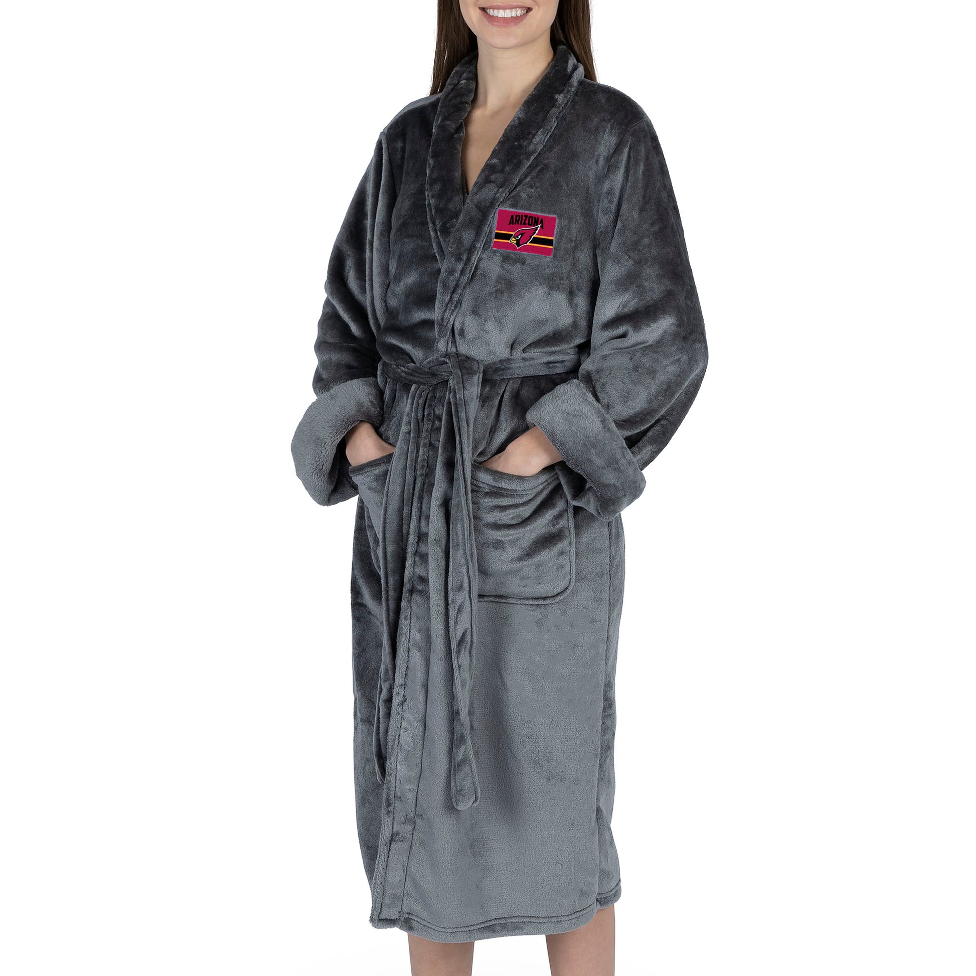 Arizona Cardinals silk touch charcoal bathrobe