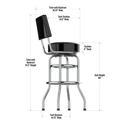 Arizona Cardinals Chrome Barstool dimensions