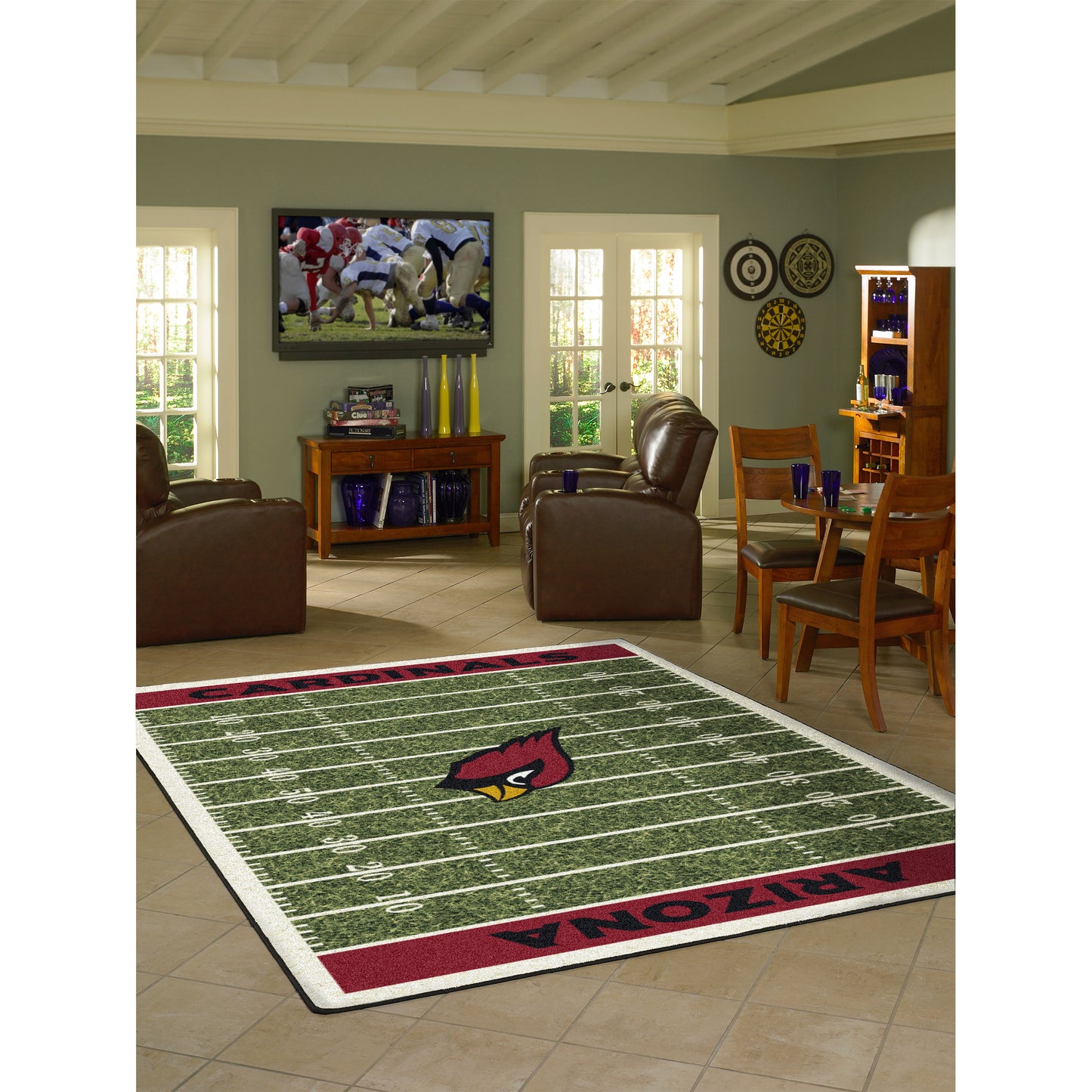 Arizona Cardinals home field style area rug lifestyle