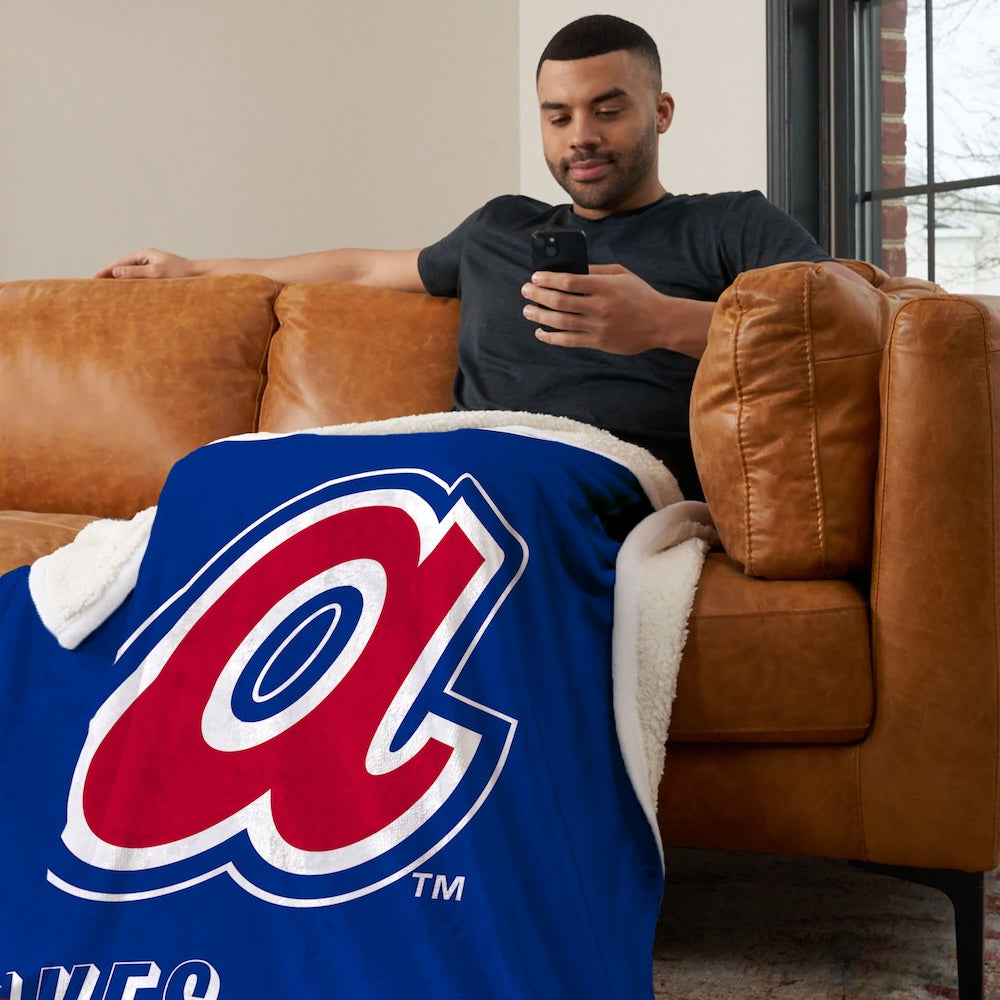 Atlanta Braves CC throwback sherpa blanket