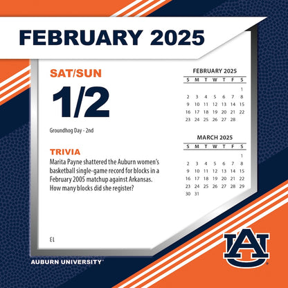 Auburn Tigers 2025 Fact-A-Day Box Desk Calendar Feb