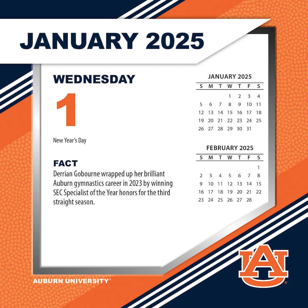 Auburn Tigers 2025 Fact-A-Day Box Desk Calendar Jan