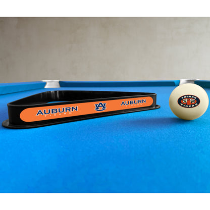 Auburn Tigers triangle rack and cue ball set