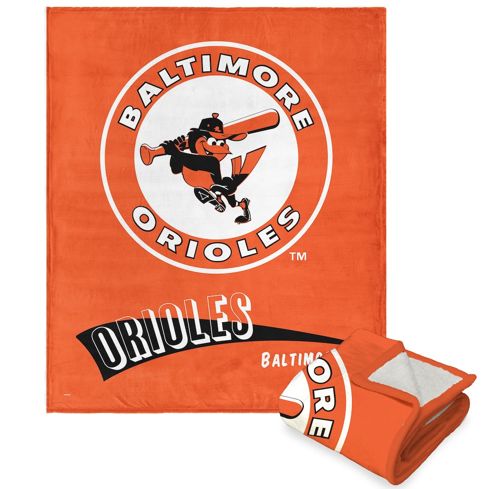 Baltimore Orioles throwback sherpa blanket