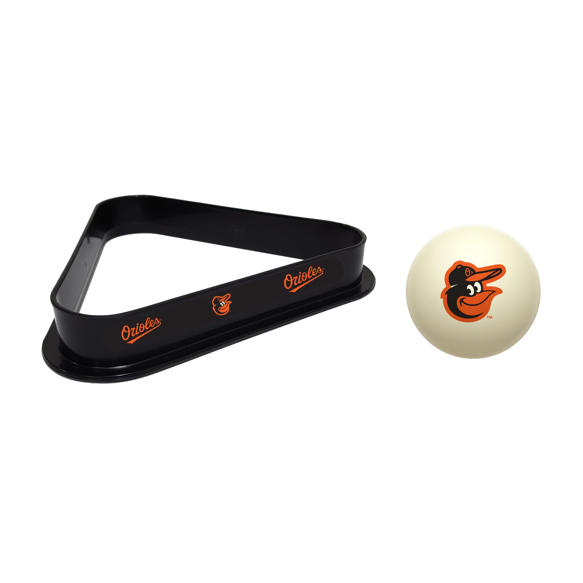 Baltimore Orioles cue ball and triangle