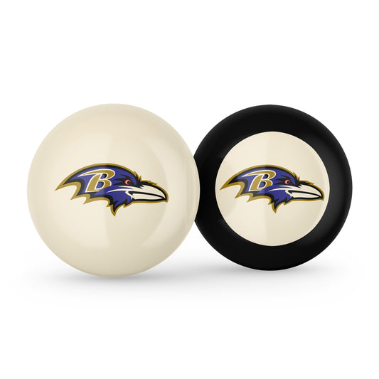 Baltimore Ravens cue ball and 8 ball