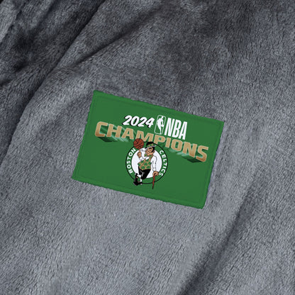 Boston Celtics NBA Champions silk touch charcoal bathrobe logo patch