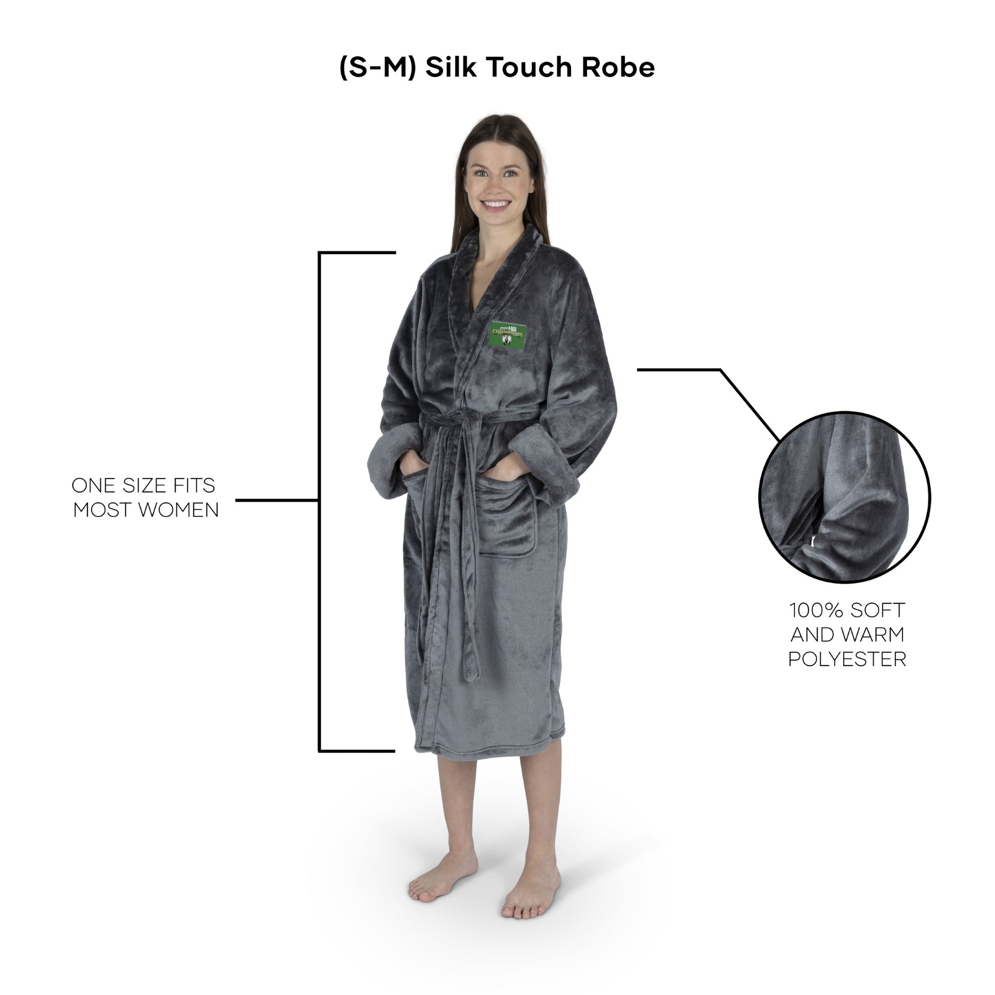 Boston Celtics NBA Champions silk touch charcoal women bathrobe