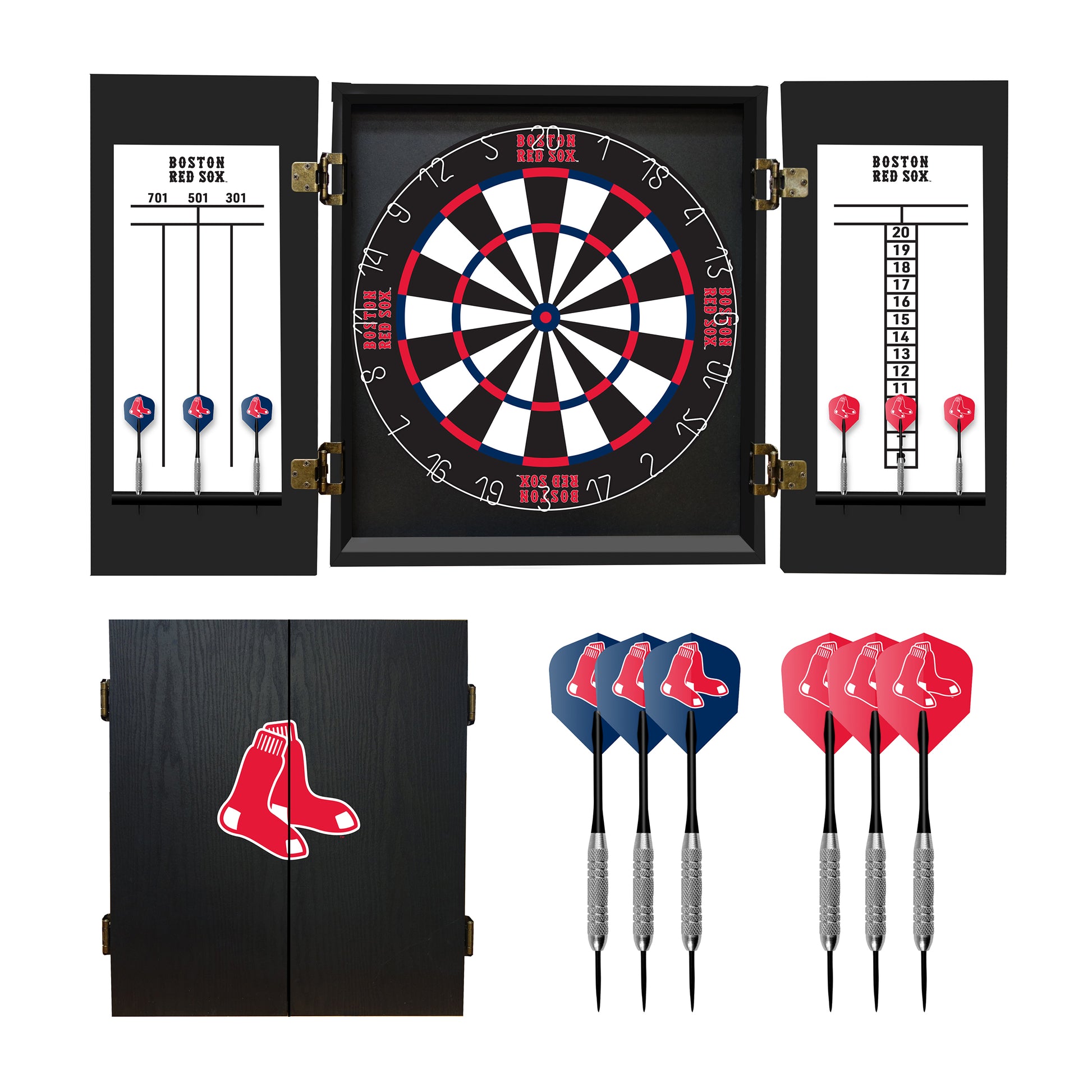 Boston Red Sox Dart Board Cabinet Set