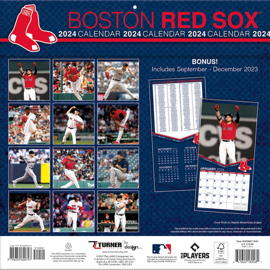 Boston Red Sox Team Photos Wall Calendar Back