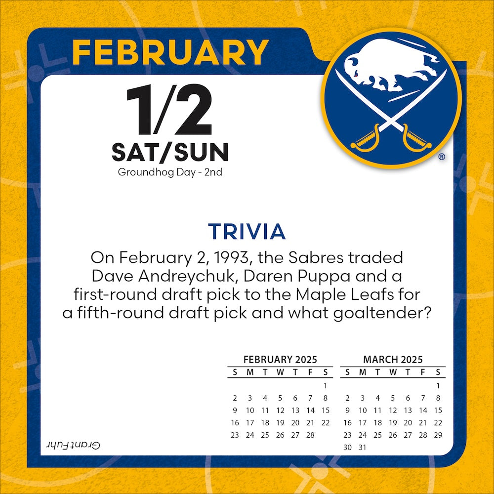 Buffalo Sabres 2025 Fact-A-Day Box Desk Calendar Feb