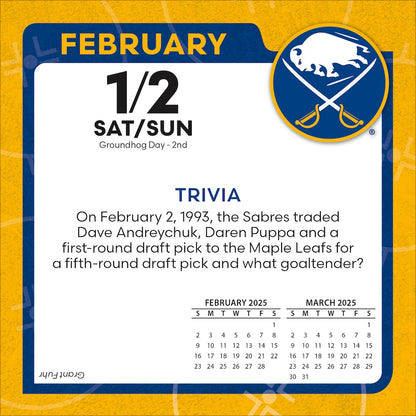 Buffalo Sabres 2025 Fact-A-Day Box Desk Calendar Feb