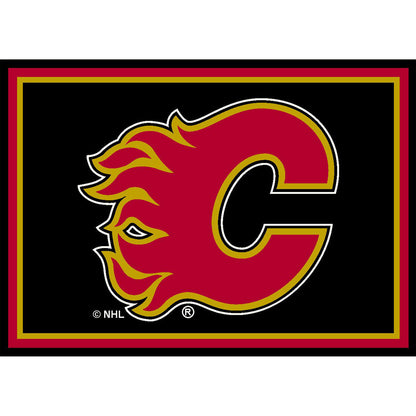 Calgary Flames distressed style area rug