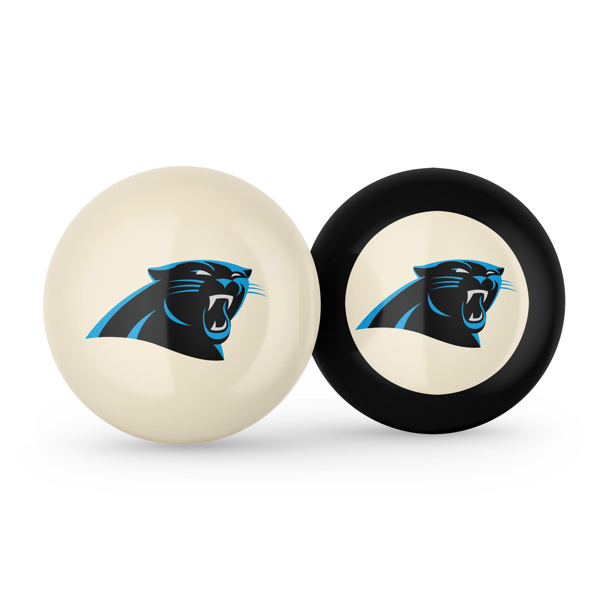 Carolina Panthers cue ball and 8 ball