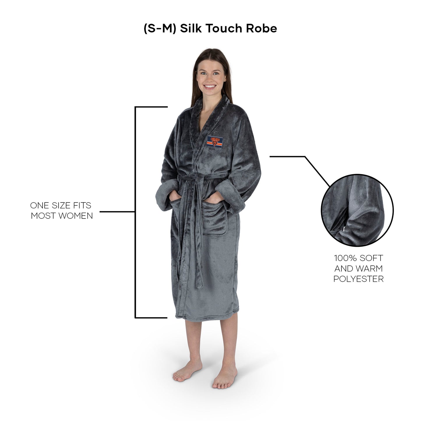 Chicago Bears silk touch charcoal women bathrobe