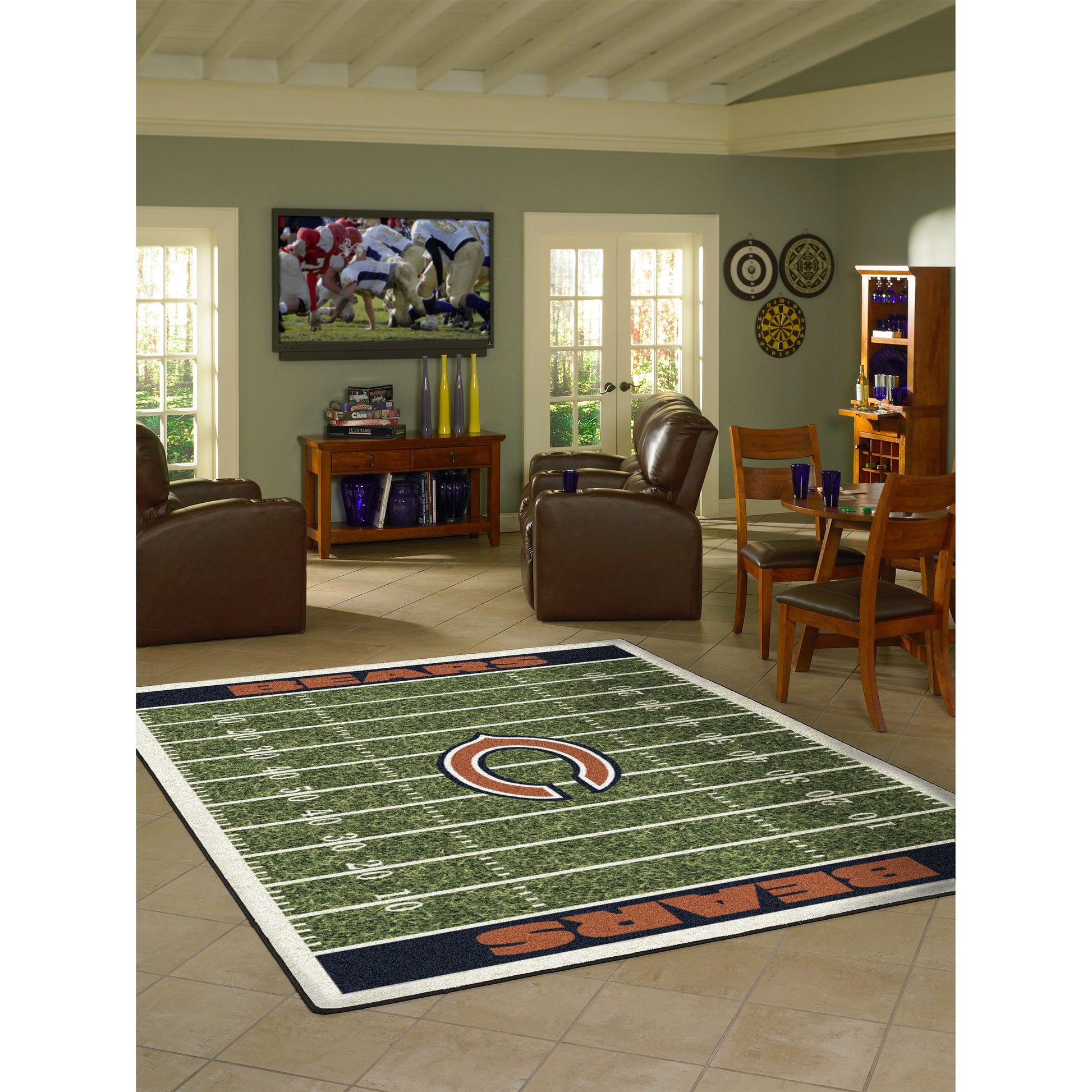 Chicago Bears home field style area rug lifestyle