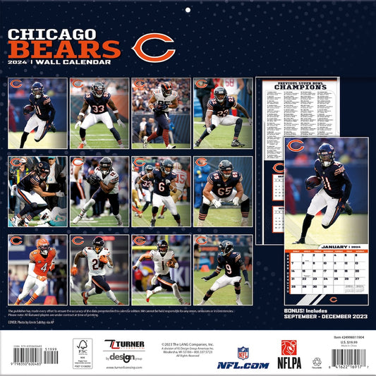 Chicago Bears Team Photos Wall Calendar Back