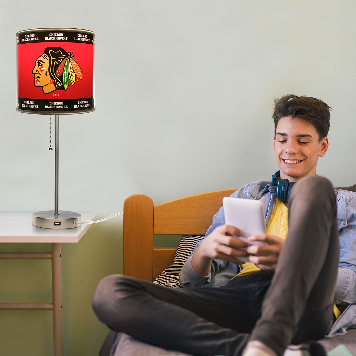 Chicago Blackhawks reading lamp