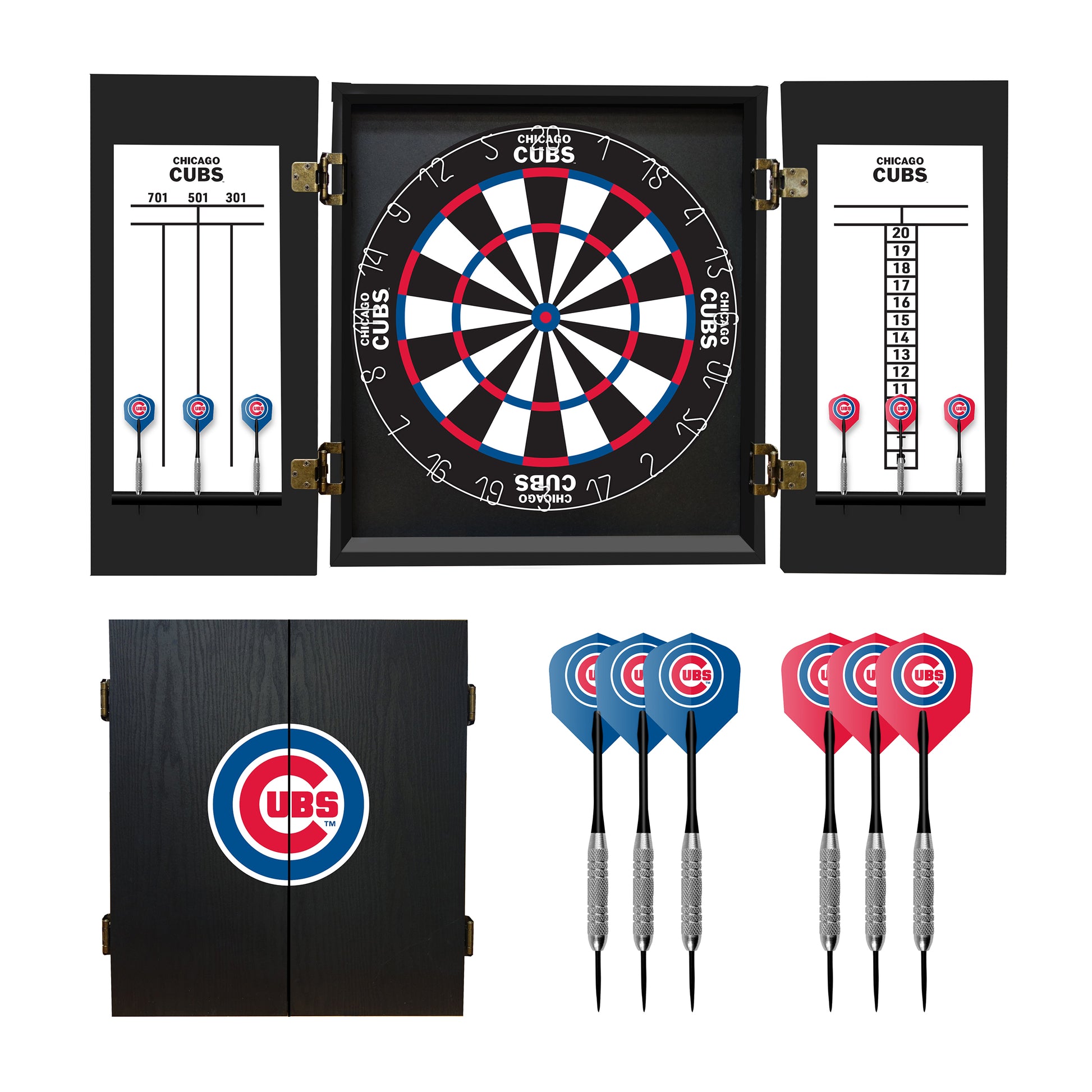 Chicago Cubs Dart Board Cabinet Set