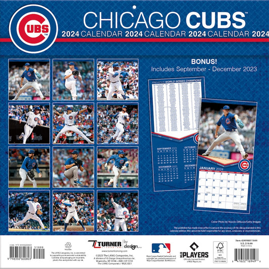 Chicago Cubs Team Photos Wall Calendar Back