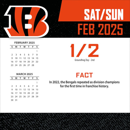 Cincinnati Bengals 2025 Fact-A-Day Box Desk Calendar Feb