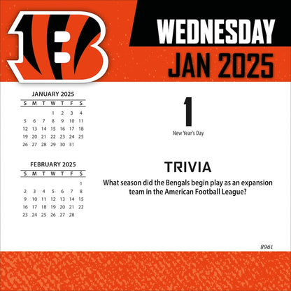 Cincinnati Bengals 2025 Fact-A-Day Box Desk Calendar Jan