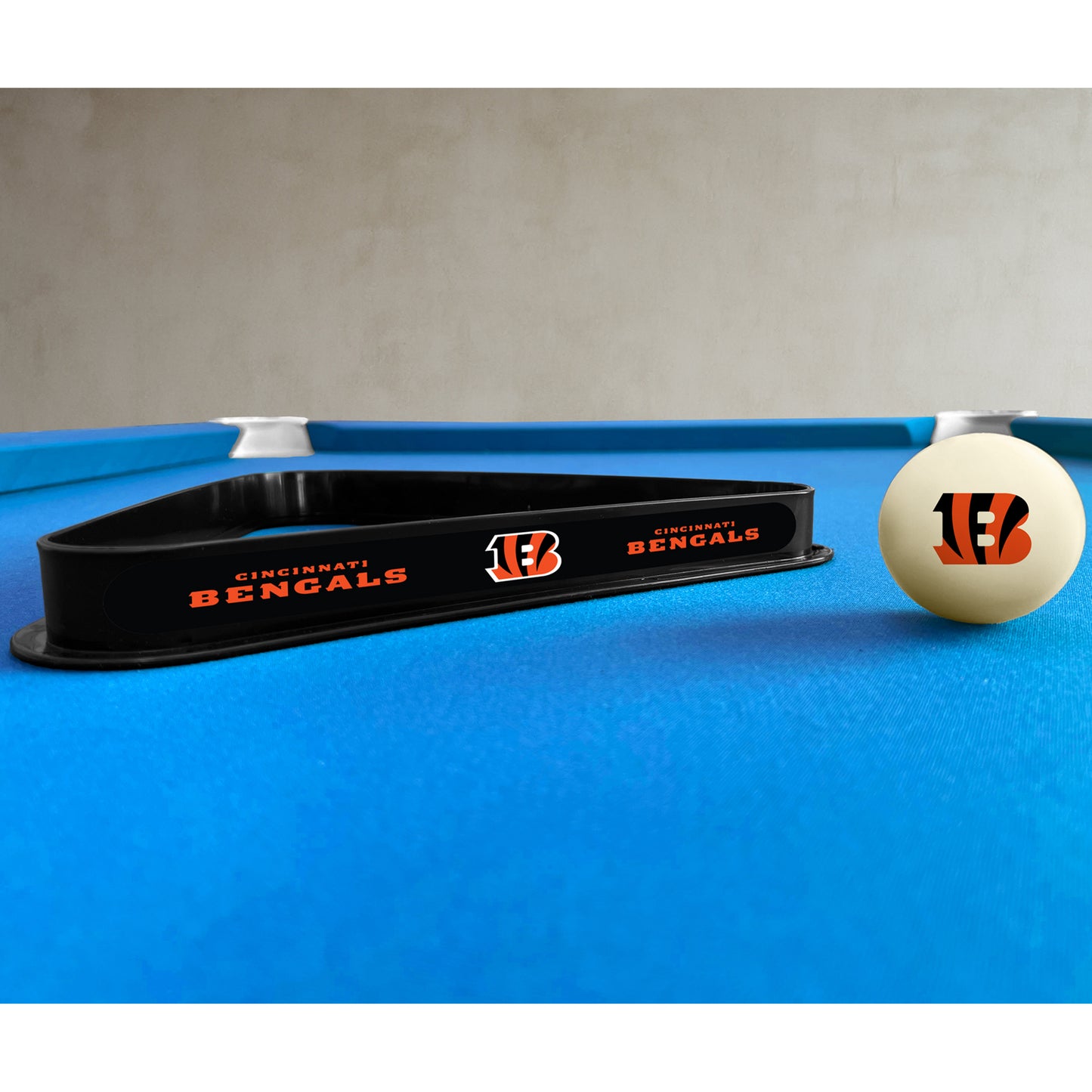 Cincinnati Bengals triangle rack and cue ball set