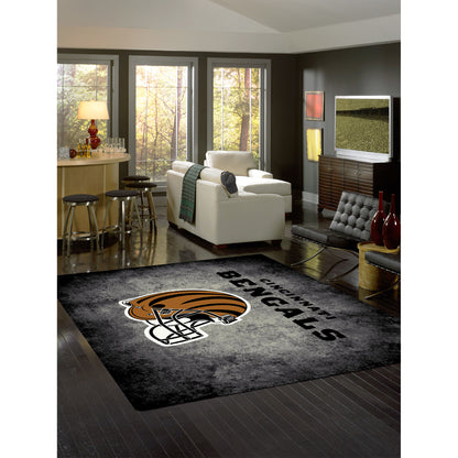 Cincinnati Bengals distressed style area rug lifestyle