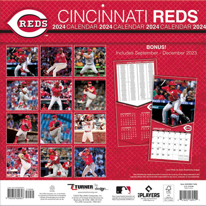 Cincinnati Reds Team Photos Wall Calendar Back