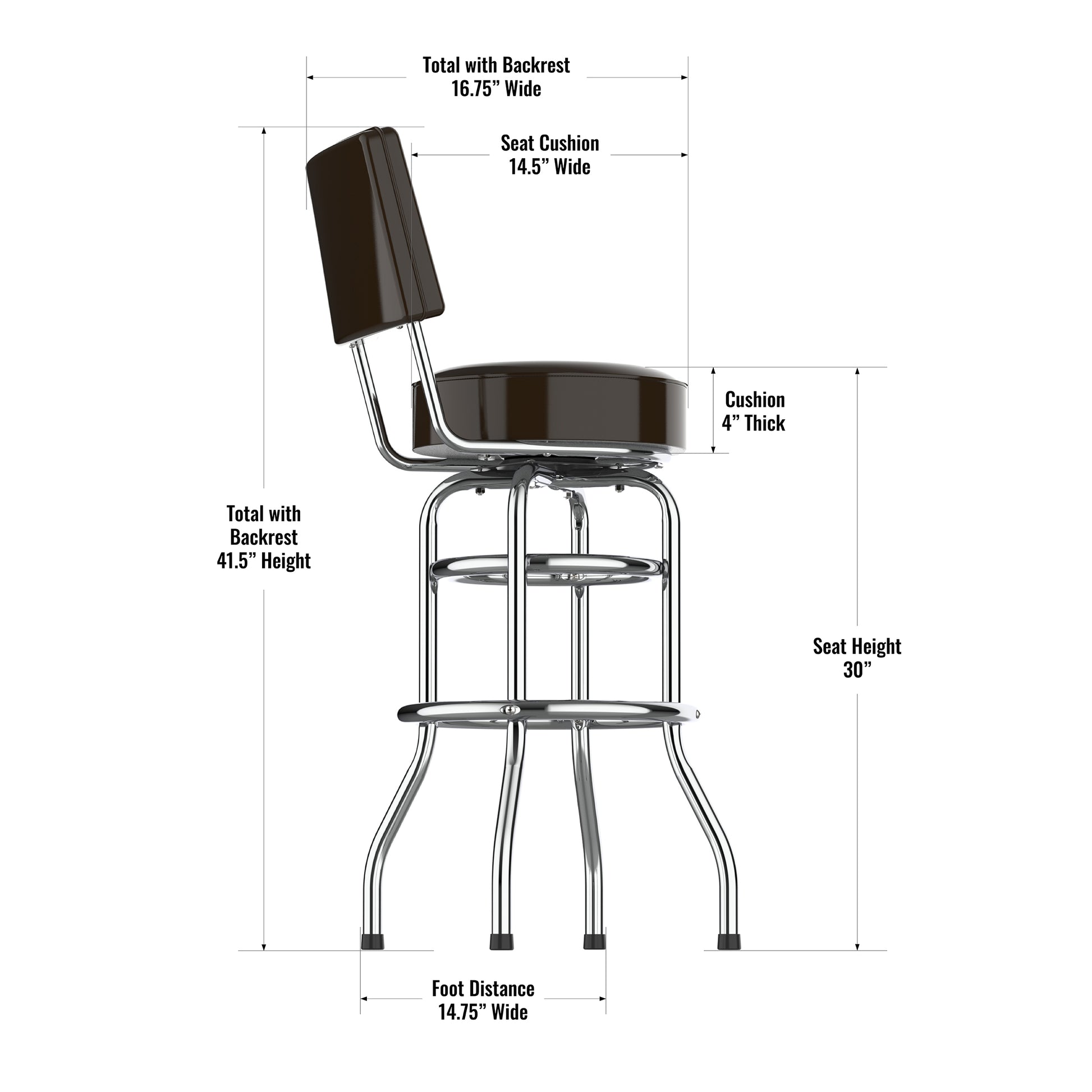 Cleveland Browns Chrome Barstool dimensions