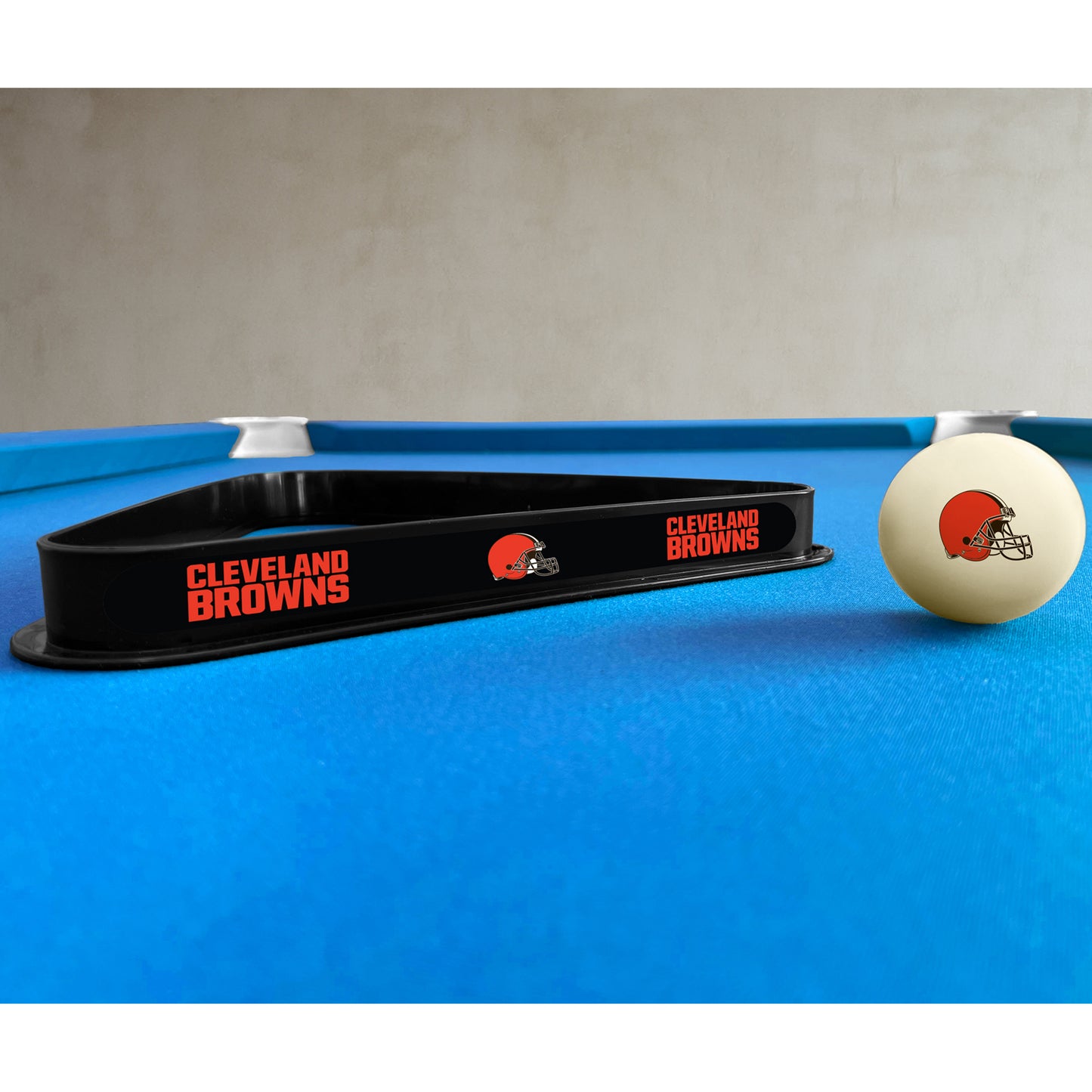 Cleveland Browns triangle rack and cue ball set