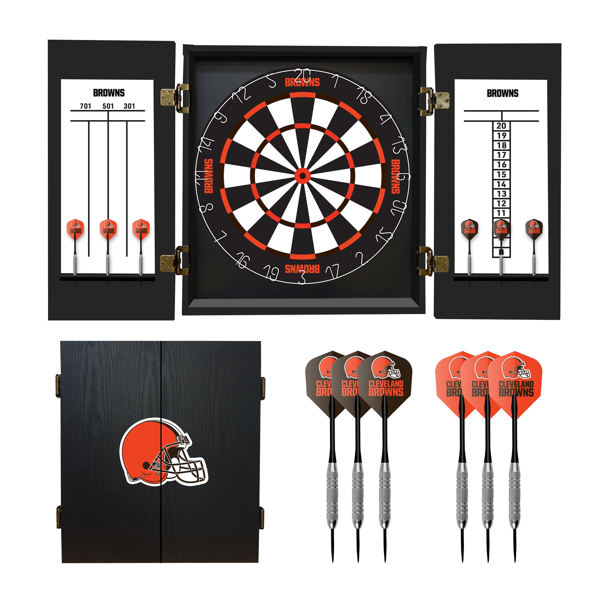 Cleveland Browns Dart Board Cabinet Set