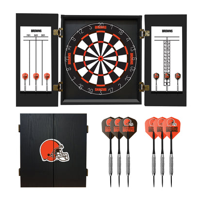 Cleveland Browns Dart Board Cabinet Set