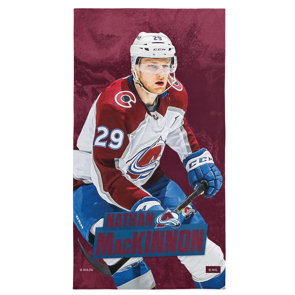 Colorado Avalanche Nathan MacKinnon beach towel