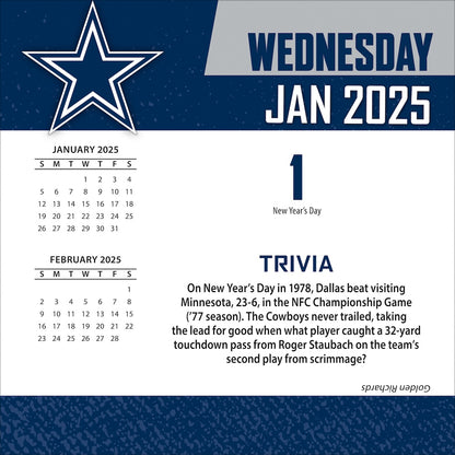 Dallas Cowboys 2025 Fact-A-Day Box Desk Calendar Jan