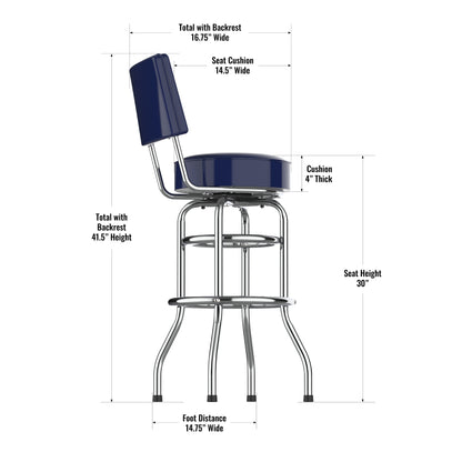 Denver Broncos Chrome Barstool dimensions