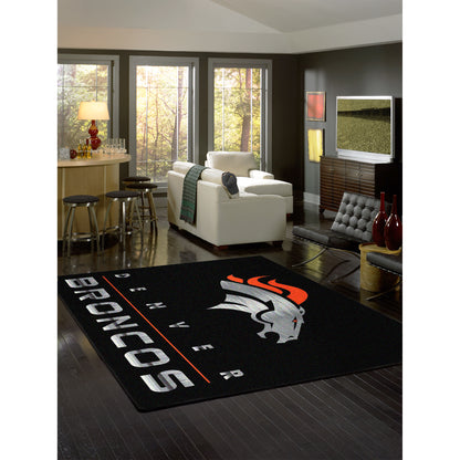 Denver Broncos chrome style area rug lifestyle