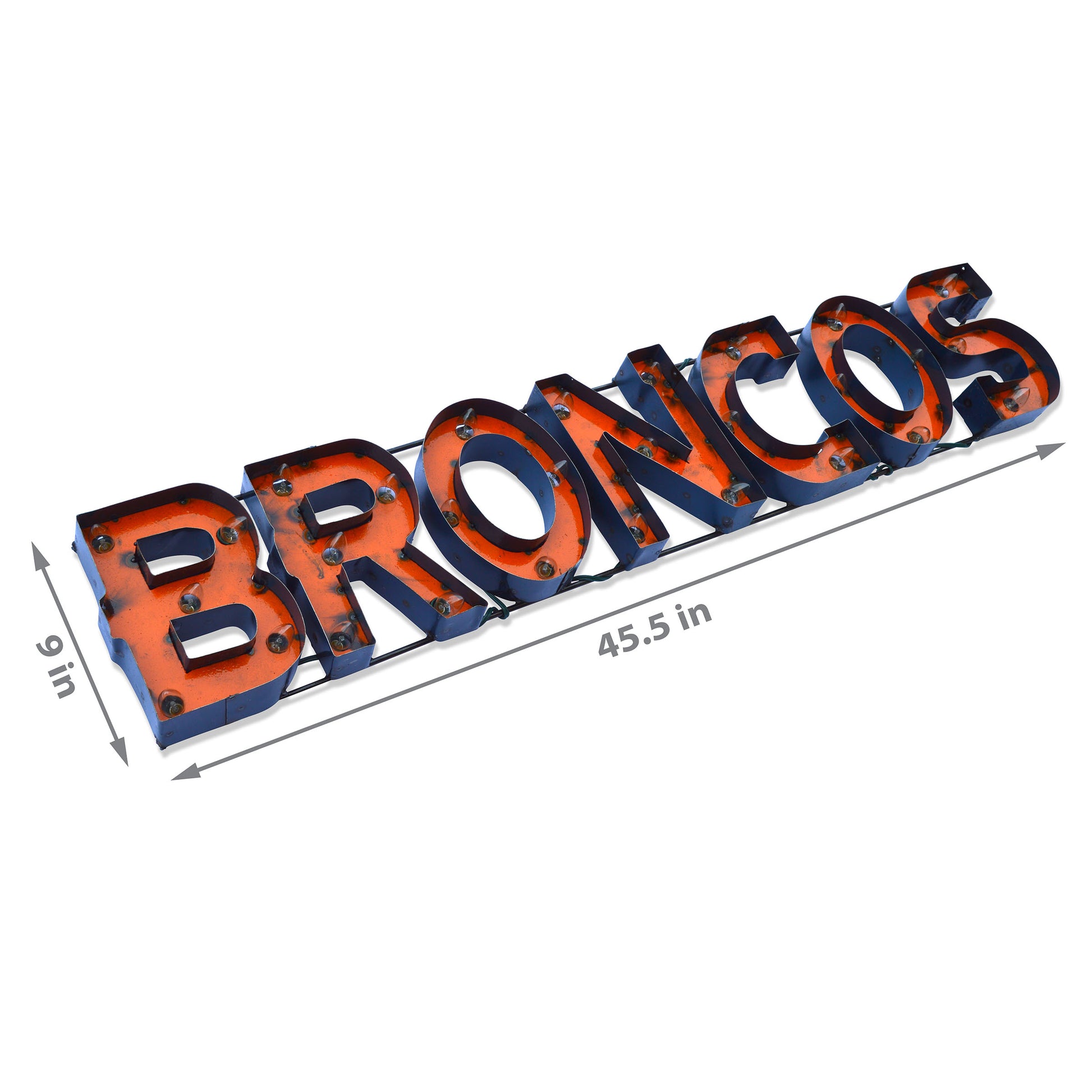 Denver Broncos lighted metal retro sign