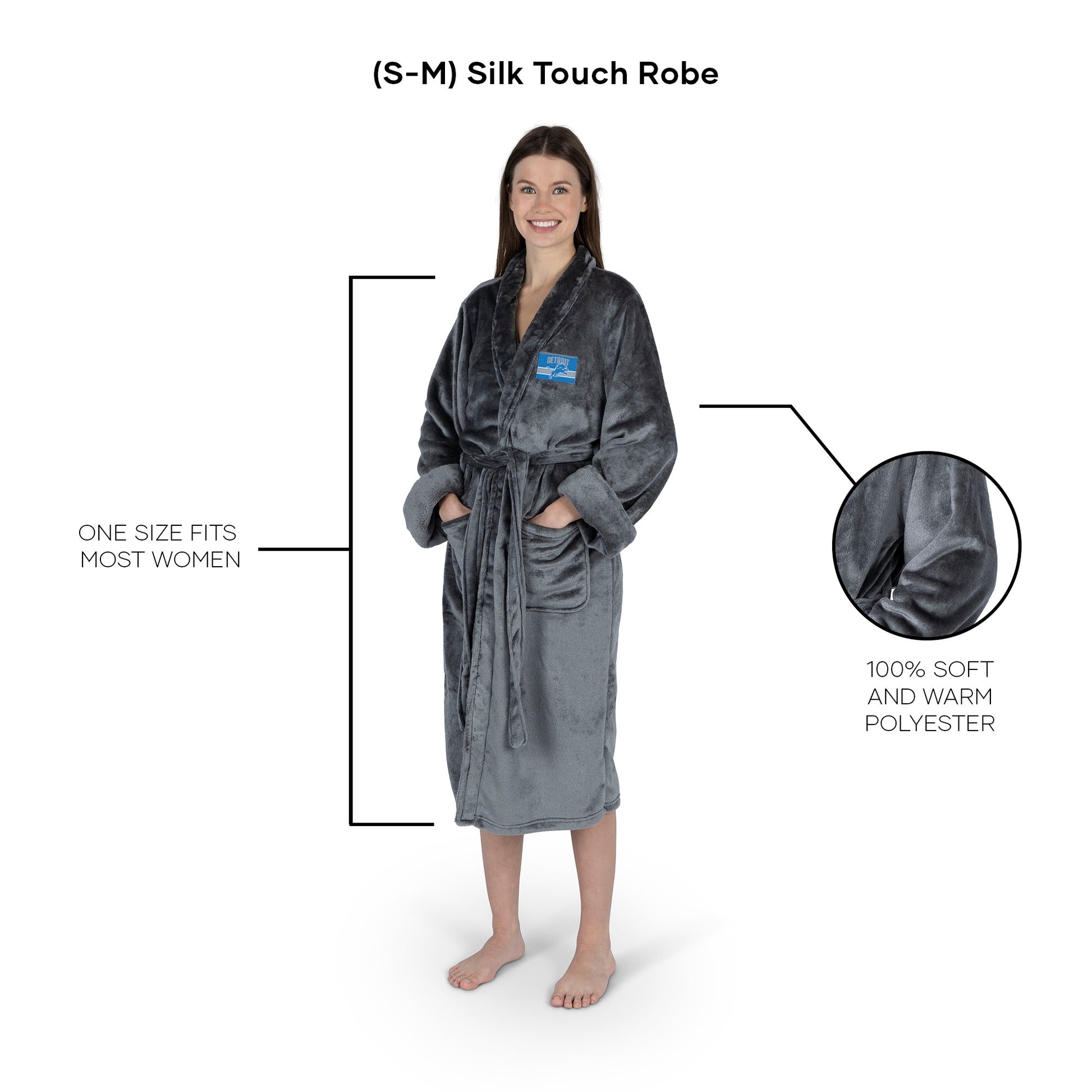 Detroit Lions silk touch charcoal women bathrobe