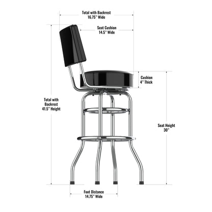 Detroit Lions Chrome Barstool dimensions