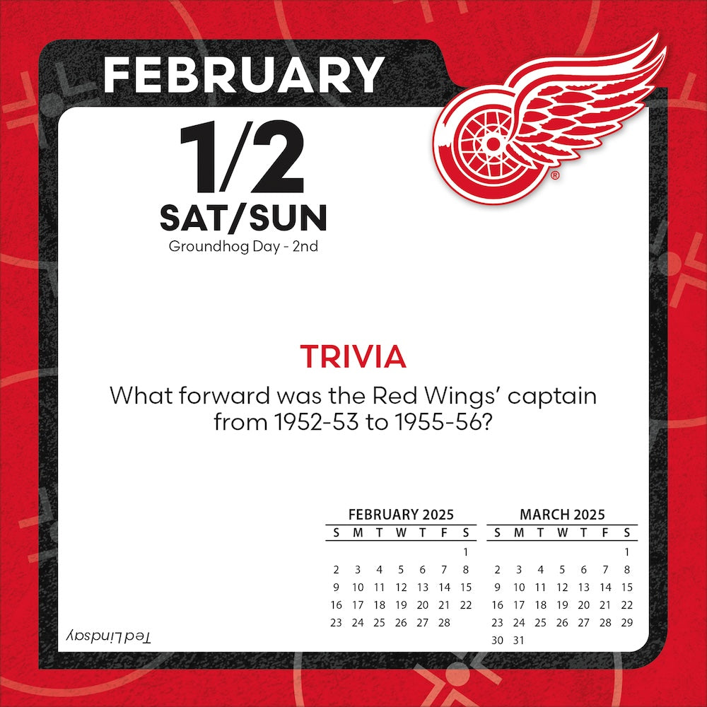 Detroit Red Wings 2025 Fact-A-Day Box Desk Calendar Feb