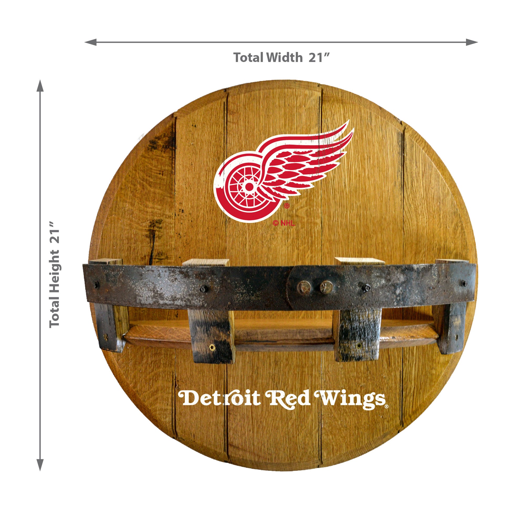 Detroit Red Wings whiskey barrel shelf dimensions