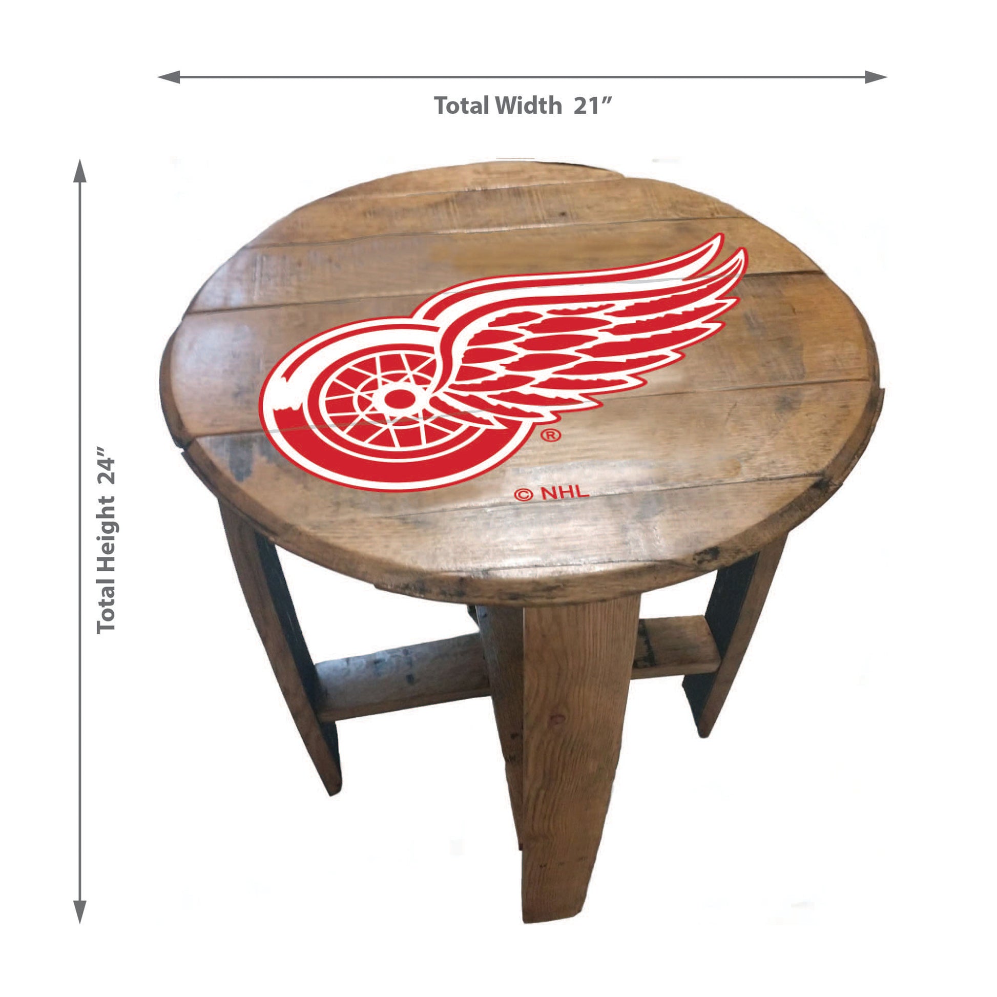 Detroit Red Wings whiskey barrel end table dimensions