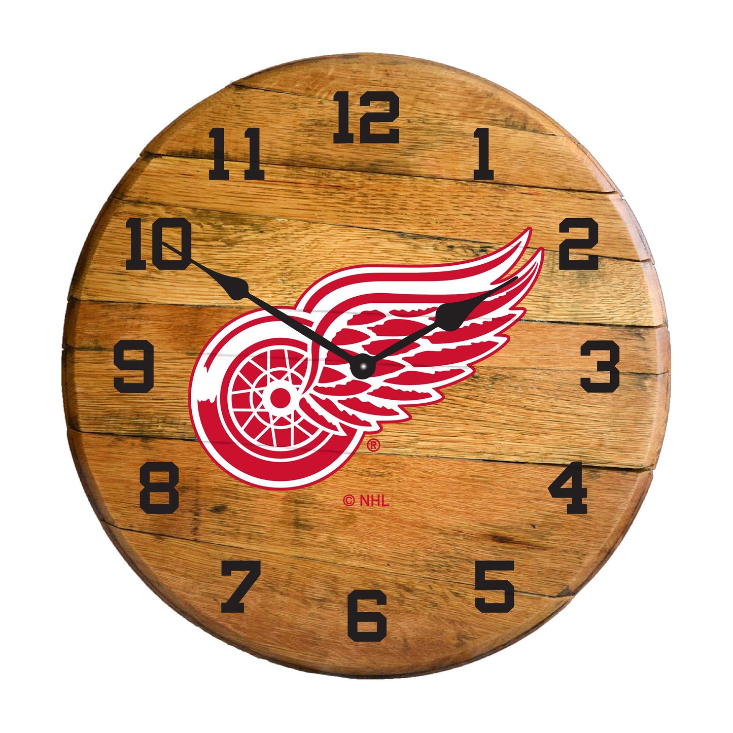 Detroit Red Wings whiskey barrel wall clock