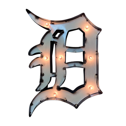 Detroit Tigers logo lighted metal sign