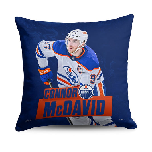 Edmonton Oilers Connor McDavid throw pillow