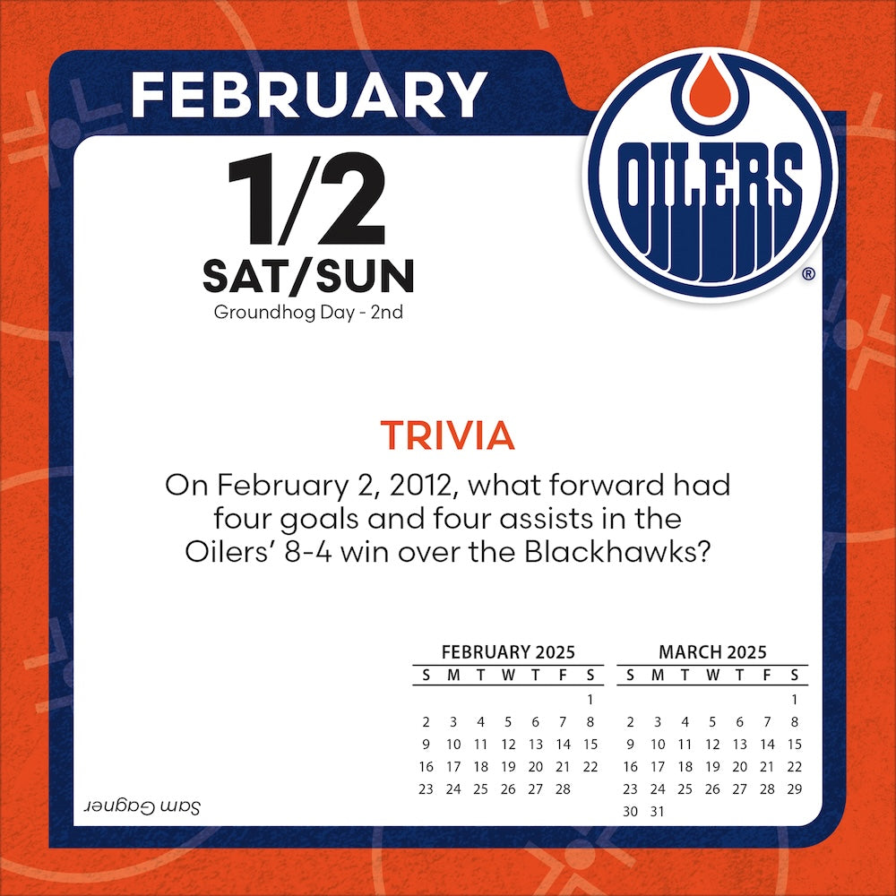 Edmonton Oilers 2025 Fact-A-Day Box Desk Calendar Feb