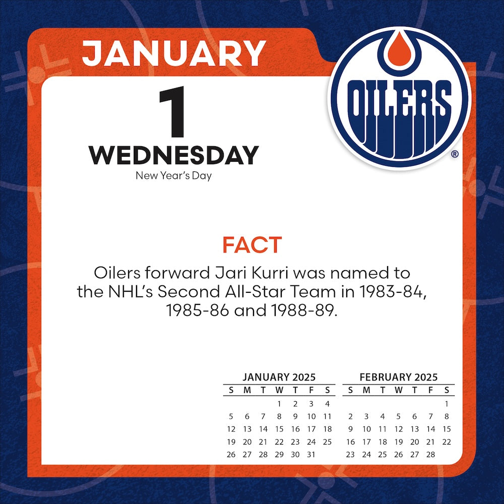 Edmonton Oilers 2025 Fact-A-Day Box Desk Calendar Jan