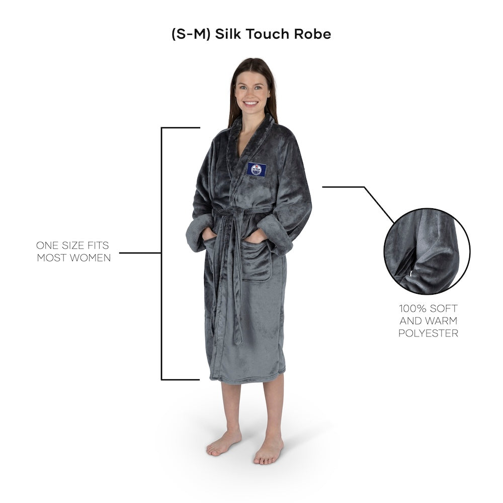 Edmonton Oilers silk touch charcoal women bathrobe