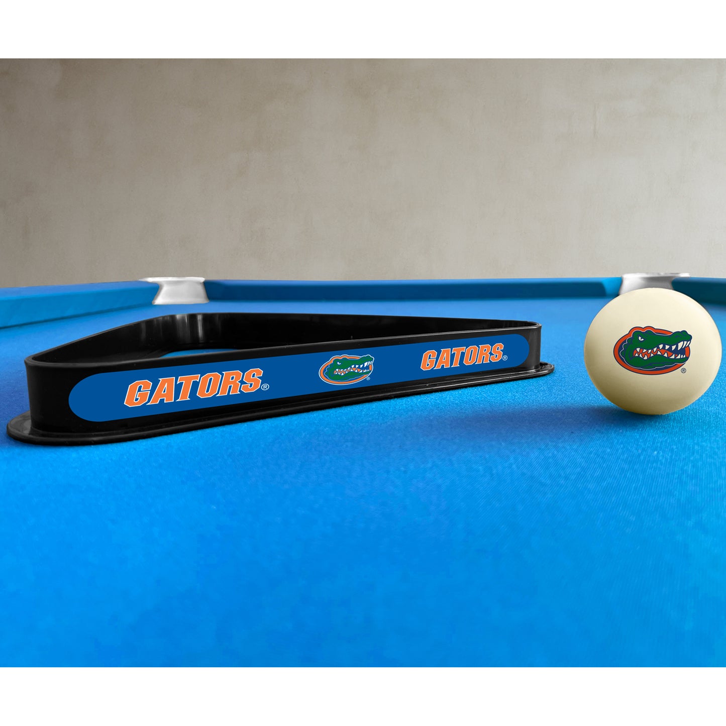 Florida Gators triangle rack and cue ball set